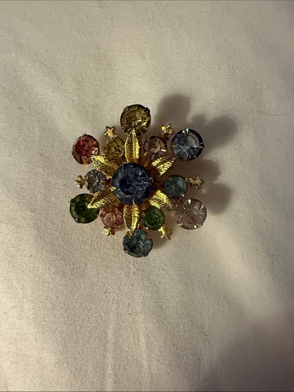 Gold-Tone Multicolor Crystal Floral Brooch - Women's Jewelry